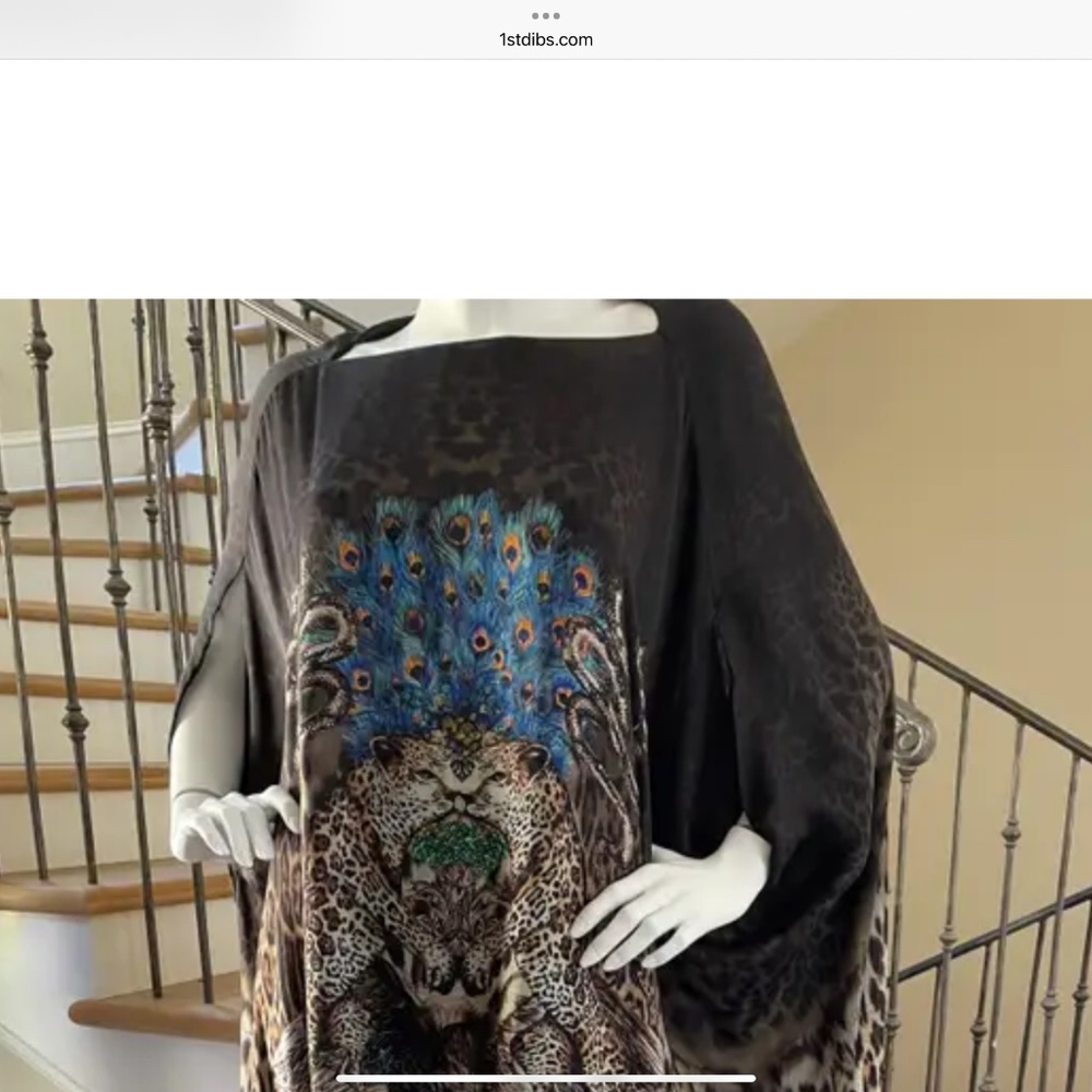 Roberto Cavalli Vintage Leopard Animal Print Silk Tunic Blouse Small